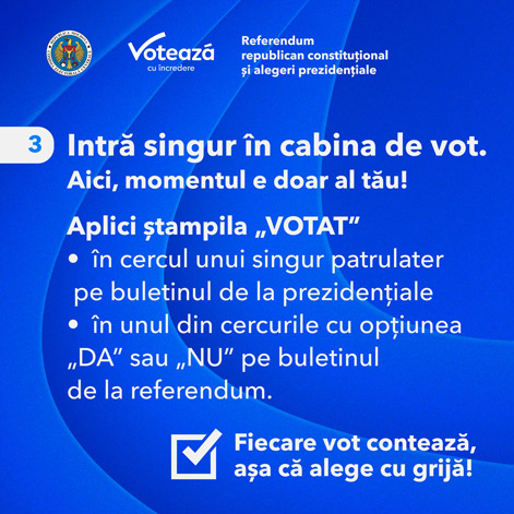 Intră singur în cabina de vot, aici momentul e doar al tău!