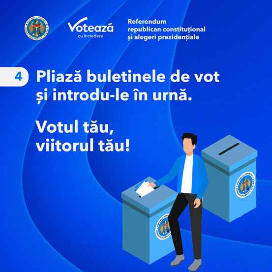 Pliază buletinele de vot și introdu-le în urnă.